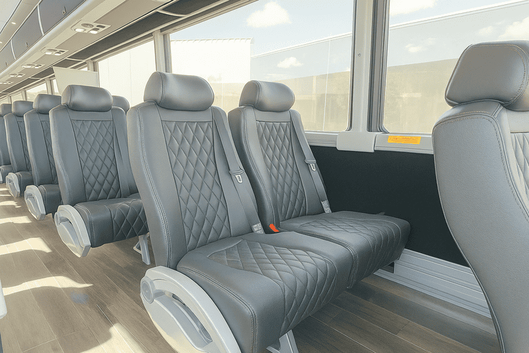 interior of Madison Coach Bus Service charter bus